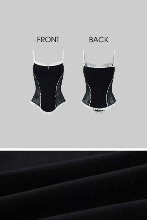 Rase le sol Lace-Trimmed Vest and Skirt Set with Cross Detail