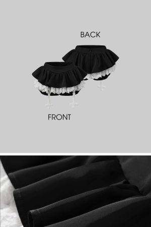 Rase le sol Lace-Trimmed Vest and Skirt Set with Cross Detail