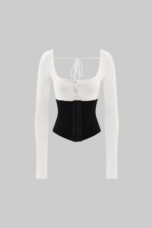 Rase le sol Layered Effect Corset Long Sleeve Top
