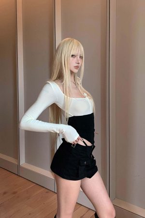 Rase le sol Layered Effect Corset Long Sleeve Top