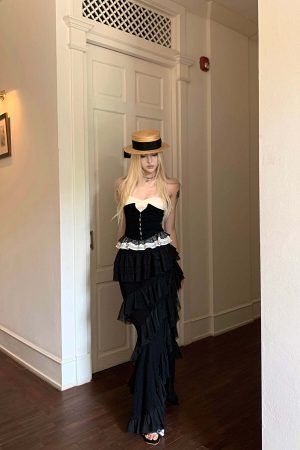 Rase le sol Layered Ruffle Long Skirt