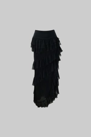 Rase le sol Layered Ruffle Long Skirt