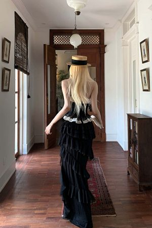 Rase le sol Layered Ruffle Long Skirt