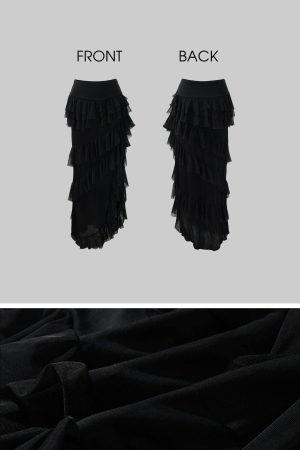 Rase le sol Layered Ruffle Long Skirt