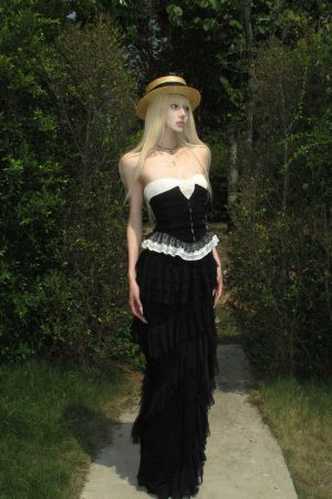 Rase le sol Layered Ruffle Long Skirt