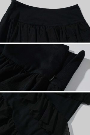 Rase le sol Layered Ruffle Long Skirt