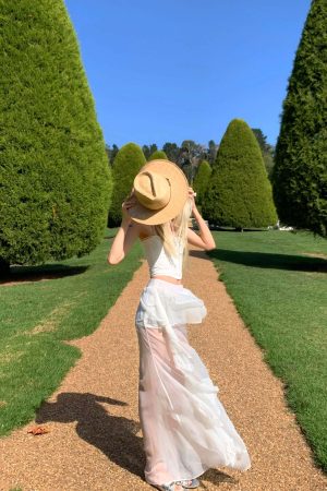 Rase le sol Layered Ruffle Sheer Skirt