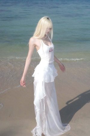 Rase le sol Layered Ruffle Sheer Skirt