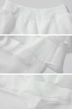Rase le sol Layered Ruffle Sheer Skirt