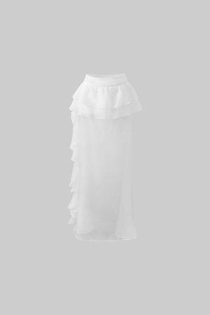 Rase le sol Layered Ruffle Sheer Skirt