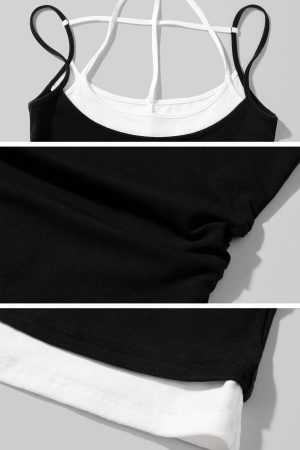 Rase le sol Layered Tank Top with Extended Sleeve Shrug Set