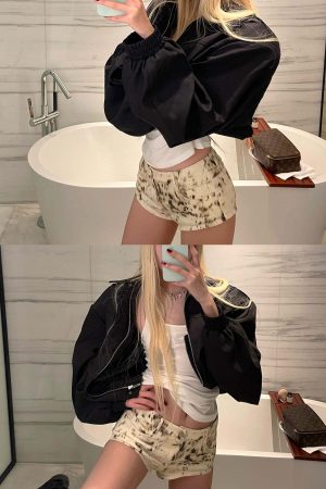 Rase le sol Leopard Print Denim Micro Shorts