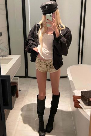 Rase le sol Leopard Print Denim Micro Shorts