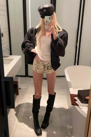 Rase le sol Leopard Print Denim Micro Shorts