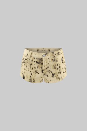 Rase le sol Leopard Print Denim Micro Shorts