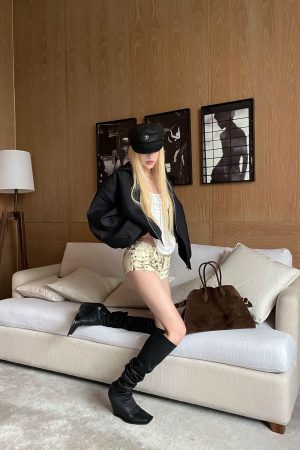 Rase le sol Leopard Print Denim Micro Shorts