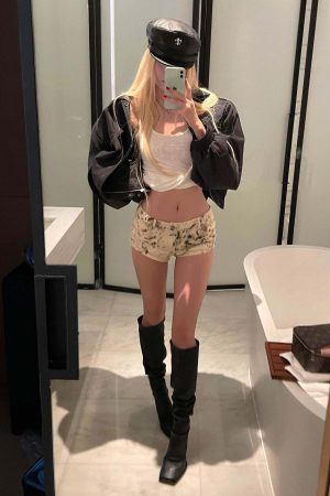 Rase le sol Leopard Print Denim Micro Shorts