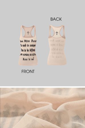 Rase le sol Lettering Mesh Tank Top & Bandeau Innerwear Set