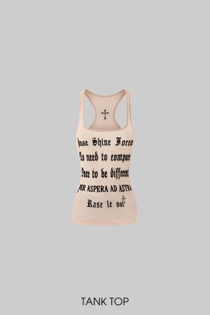 Rase le sol Lettering Mesh Tank Top & Bandeau Innerwear Set