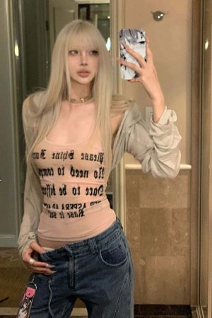 Rase le sol Lettering Mesh Tank Top & Bandeau Innerwear Set