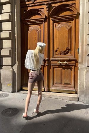 Rase le sol Matte Stretch Low-Rise Mini Skirt with Logo Print