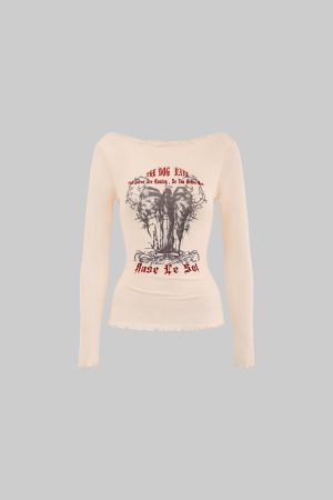 Rase le sol Mesh Off-Shoulder Top