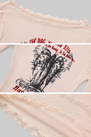 Rase le sol Mesh Off-Shoulder Top