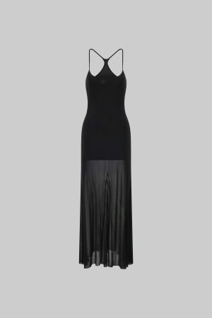 Rase le sol Mesh Spliced Slip Maxi Dress