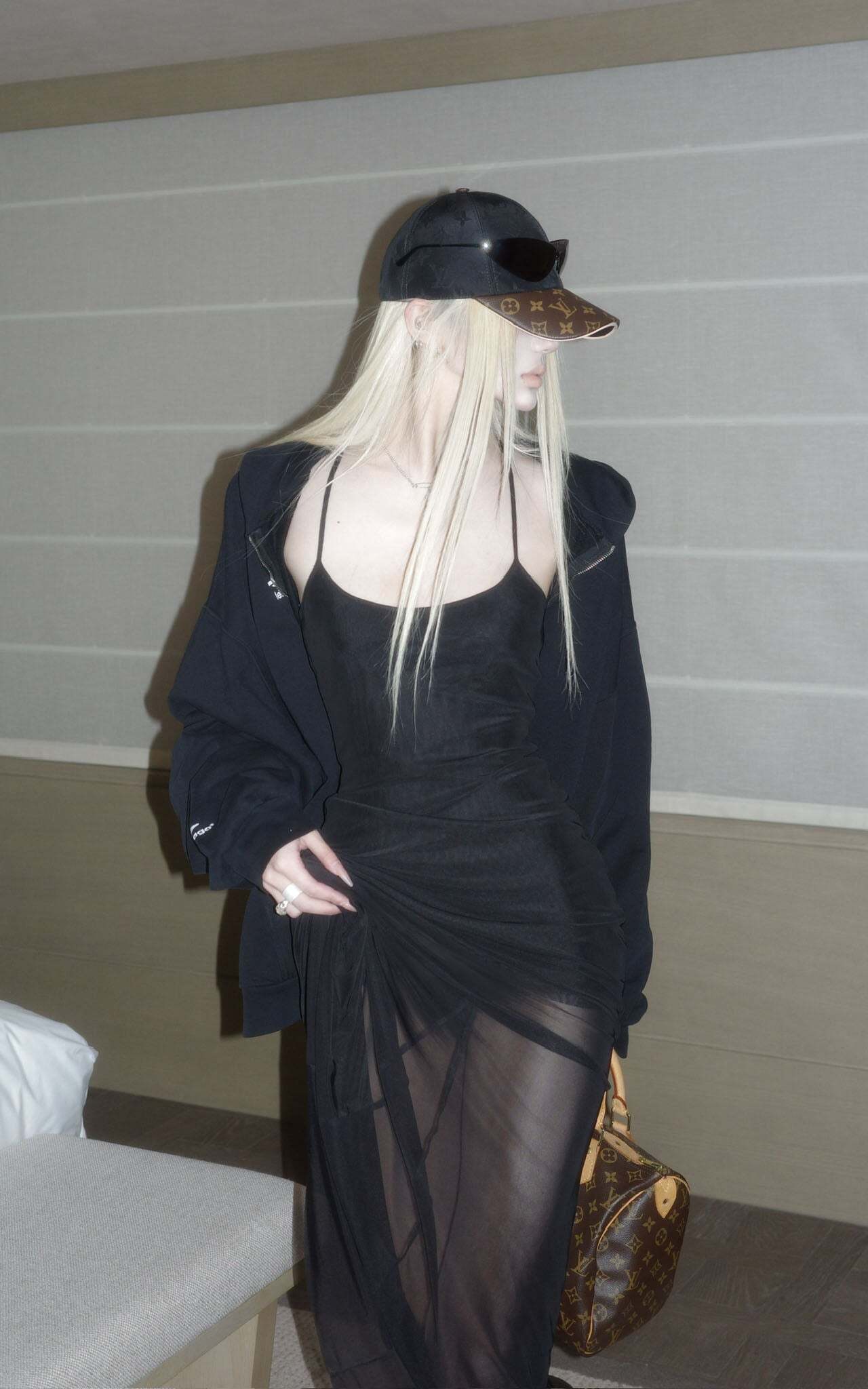 Rase le sol Mesh Spliced Slip Maxi Dress Rase le sol Mesh Spliced Slip Maxi Dress