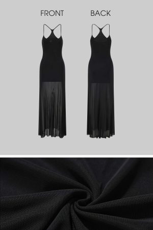Rase le sol Mesh Spliced Slip Maxi Dress