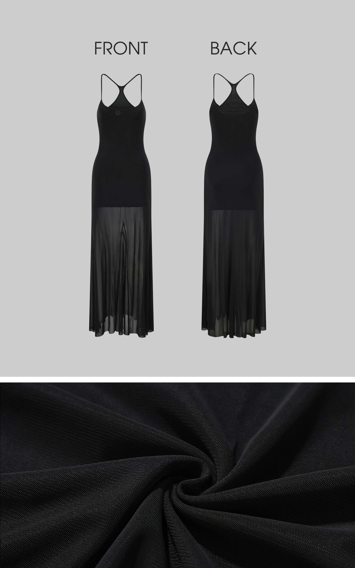 Rase le sol Mesh Spliced Slip Maxi Dress Rase le sol Mesh Spliced Slip Maxi Dress