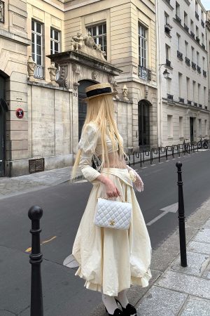 Rase le sol Mid-Length Skirt with 3D Rose Detail and Asymmetric Gathered Hem