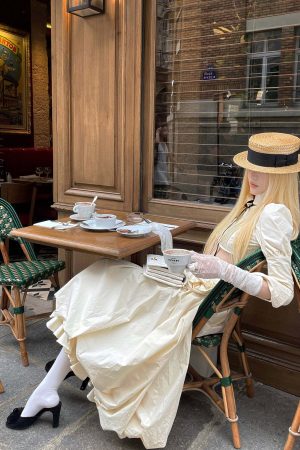 Rase le sol Mid-Length Skirt with 3D Rose Detail and Asymmetric Gathered Hem