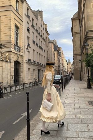 Rase le sol Mid-Length Skirt with 3D Rose Detail and Asymmetric Gathered Hem