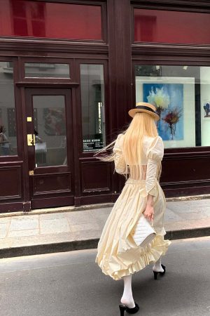 Rase le sol Mid-Length Skirt with 3D Rose Detail and Asymmetric Gathered Hem