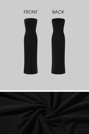 Rase le sol Minimalist Strapless Maxi Dress with Sculpted Elastic Contour