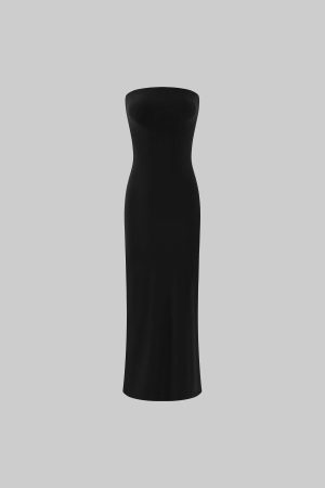 Rase le sol Minimalist Strapless Maxi Dress with Sculpted Elastic Contour