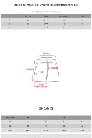 Rase le sol Mock Neck Graphic Tee and Fitted Shorts Set