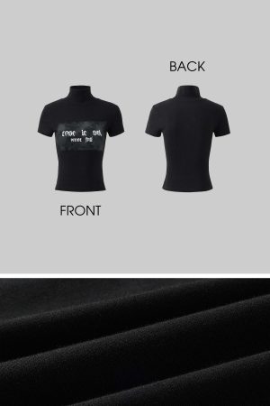 Rase le sol Mock Neck Graphic Tee and Fitted Shorts Set