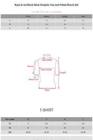 Rase le sol Mock Neck Graphic Tee and Fitted Shorts Set