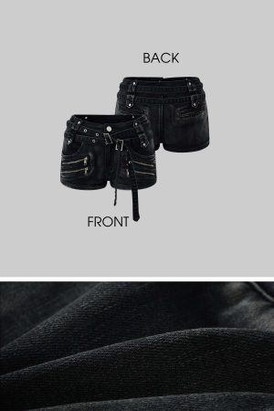 Rase le sol Multi-Belt Deconstructed Utility Denim Shorts