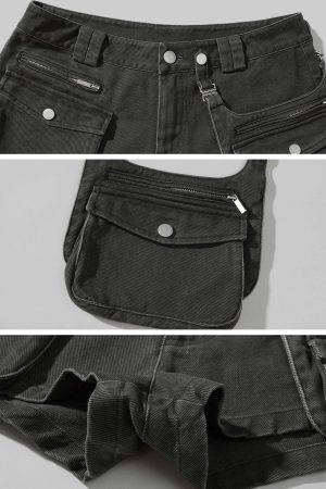 Rase le sol Multi-Pocket Utility Denim Shorts
