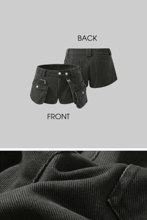 Rase le sol Multi-Pocket Utility Denim Shorts