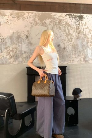 Rase le sol Navy Blue Wide-Leg Trousers