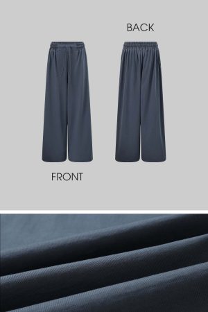 Rase le sol Navy Blue Wide-Leg Trousers