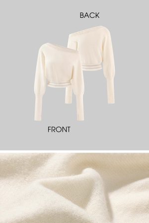 Rase le sol Off-Shoulder Knit Cropped Sweater
