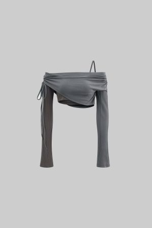 Rase le sol Off-Shoulder Paneled Long Sleeve Top