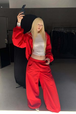 Rase le sol Oversized Hooded Jacket and Wide-Leg Pants Set