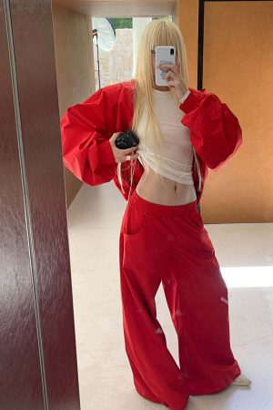 Rase le sol Oversized Hooded Jacket and Wide-Leg Pants Set