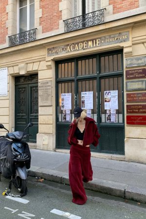 Rase le sol Oversized Red Fleece Lounge Set